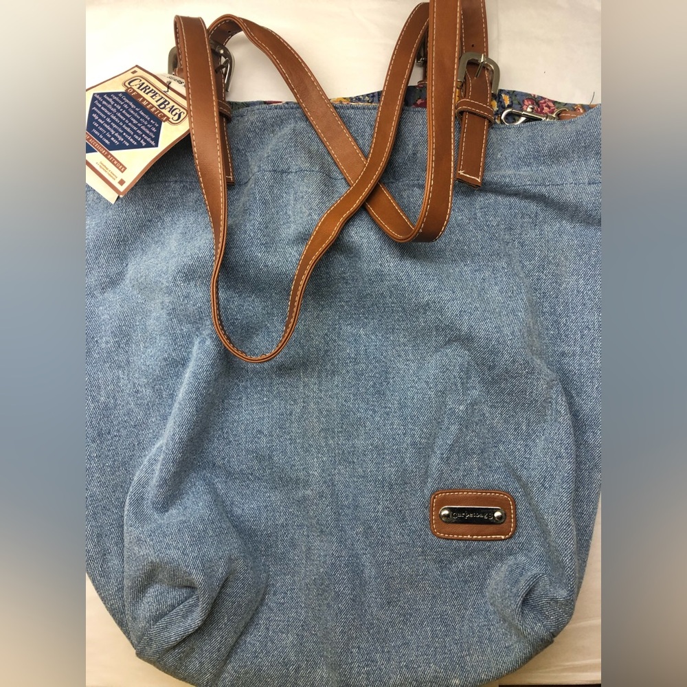 New vintage Carpetbags of America bag tote purse denim floral